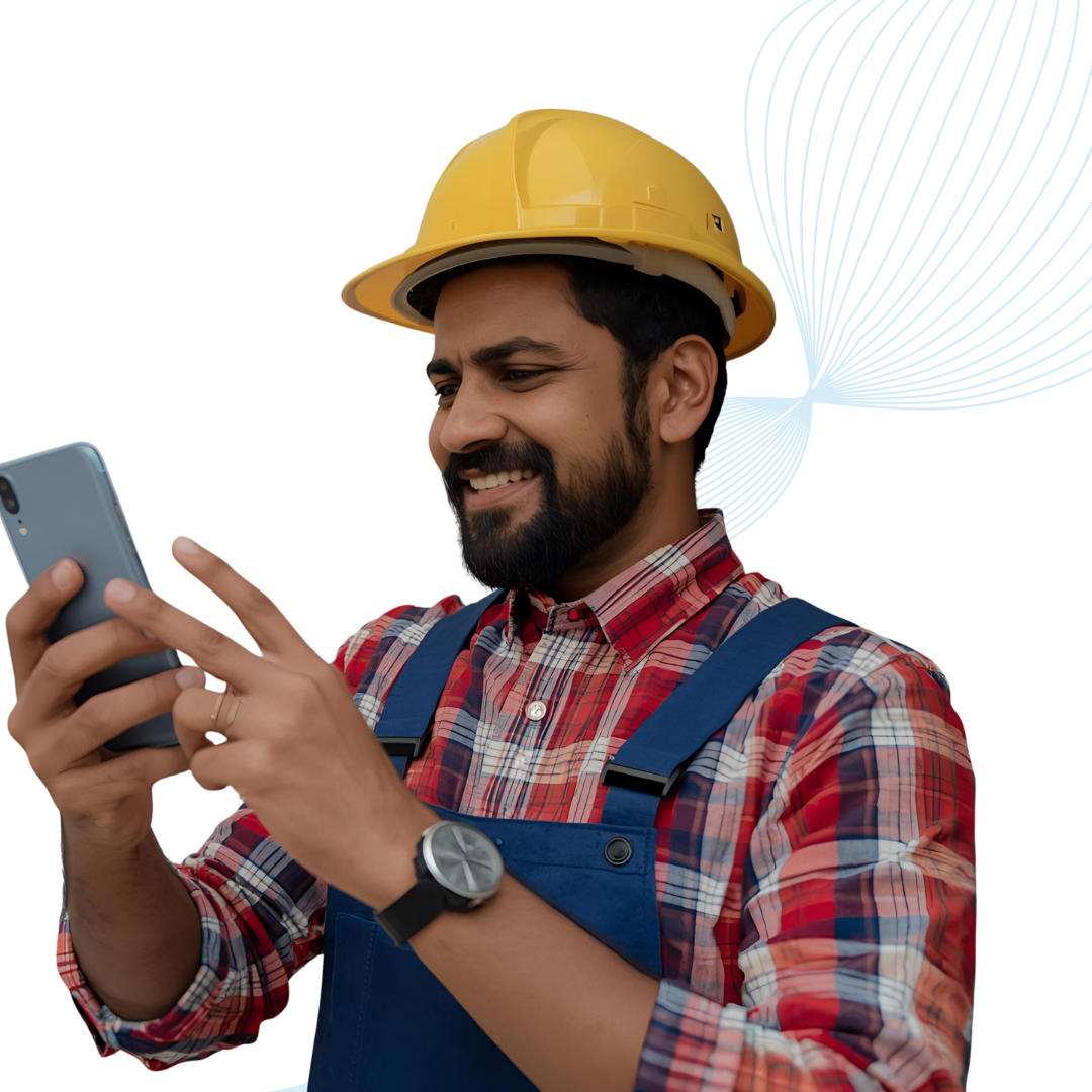 Technician using loyalty mobile app